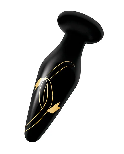 Secret Kisses Handblown Glass Anal Plug 45in BlackGold Secret Kisses Anal Secret Kisses Handblown Glass Anal Plug 45in BlackGold Secret Kisses Anal