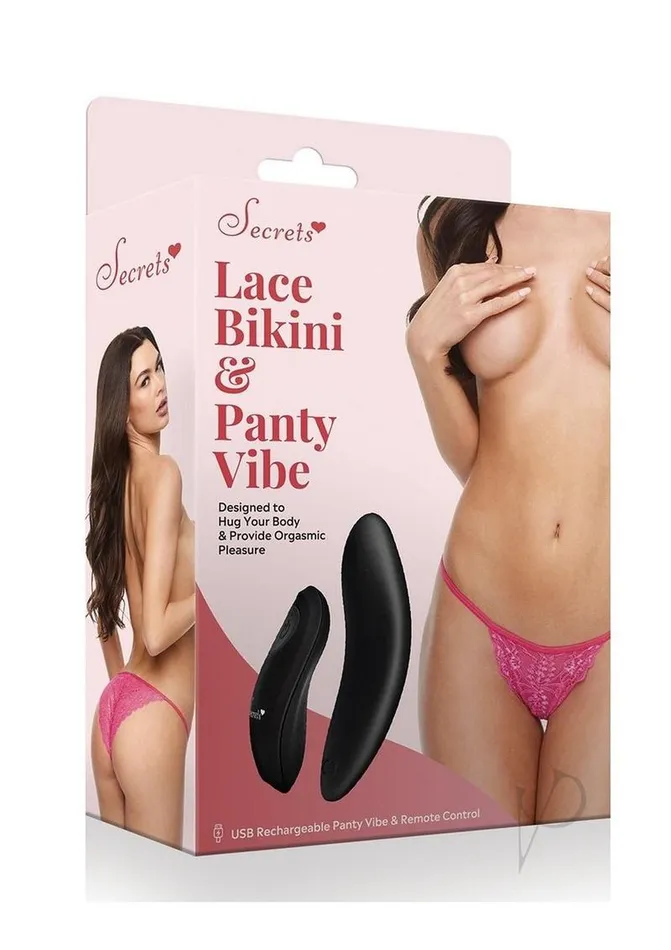 Secrets Lace Panty and Rechargeable Panty Vibe with Remote Control OS Pink Secrets Female Sex Toys Secrets Lace Panty and Rechargeable Panty Vibe with Remote Control OS Pink Secrets Female Sex Toys