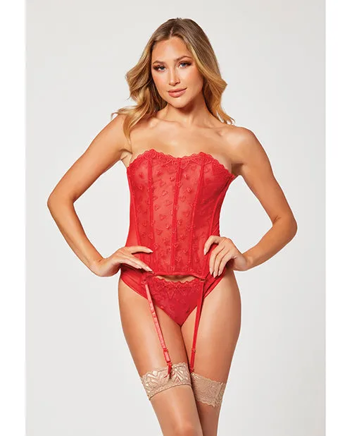Seven Til Midnight Vibrators Valentines Heart Embroidered Mesh Bustier Panty Red MD Seven Til Midnight Vibrators Valentines Heart Embroidered Mesh Bustier Panty Red MD