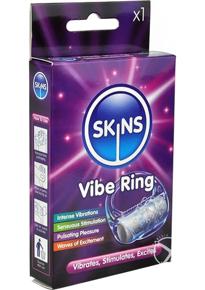 Skins Disposable Vibrating Cock Ring Clear Skins Couples