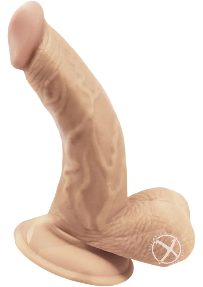 Skinsations Curve Ball Realistic Dildo with Suction Cup Waterproof 7in Vanilla Skinsations Female Sex Toys