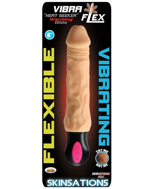 Skinsations Vibra Flex Heat Seeker Warming Dildo 8in Vanilla Skinsations Dildos