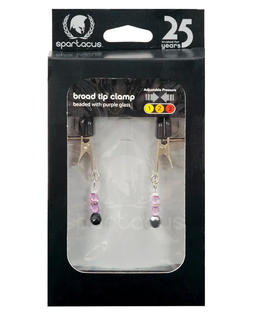 Spartacus Anal Spartacus Adjustable Broad Tip Nipple Clamps wPurple Beads