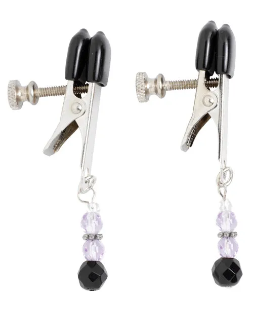 Spartacus Anal Spartacus Adjustable Broad Tip Nipple Clamps wPurple Beads Spartacus Anal Spartacus Adjustable Broad Tip Nipple Clamps wPurple Beads