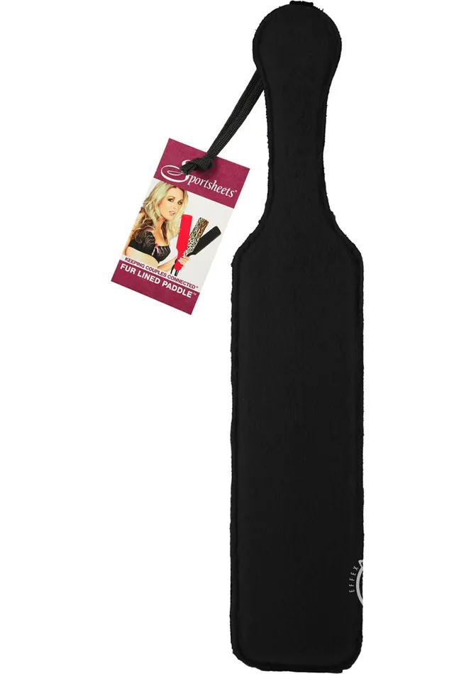 Sportsheets Restraints Sportsheets Leather Paddle with Fur Black