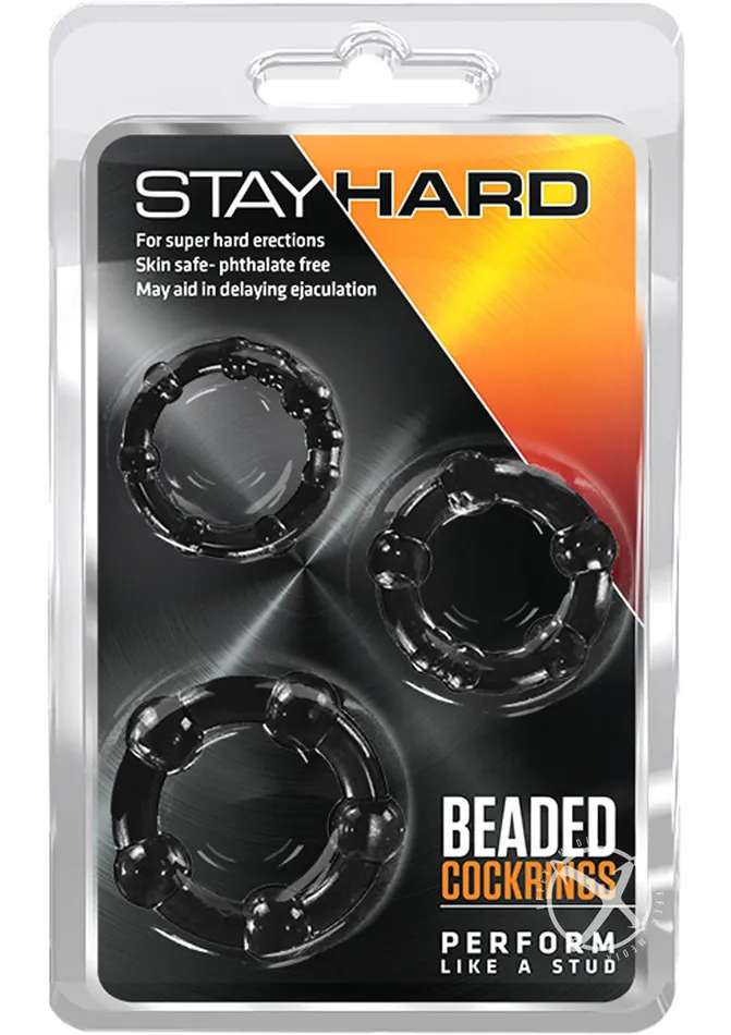 Stay Hard Anal Stay Hard Beaded Cock Rings 3 Sizes Black