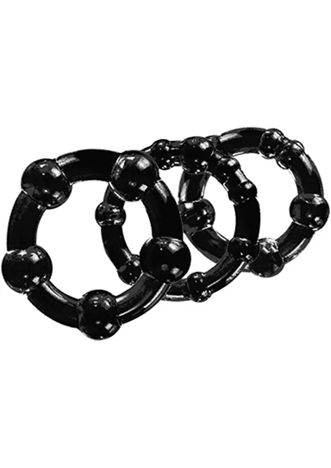 Stay Hard Anal Stay Hard Beaded Cock Rings 3 Sizes Black