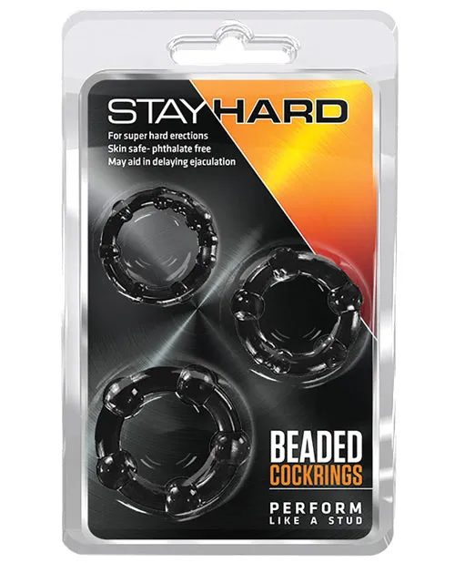 Stay Hard Anal Stay Hard Beaded Cock Rings 3 Sizes Black