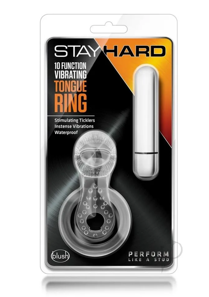 Stay Hard Stay Hard Vibrating Tongue Ring ClearSilver Male Sex Toys
