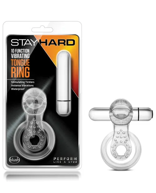 Stay Hard Stay Hard Vibrating Tongue Ring ClearSilver Male Sex Toys