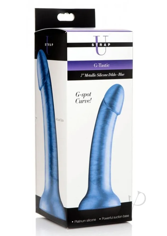 Strap U Female Sex Toys Strap U GTastic Metallic Silicone Dildo 7in Blue