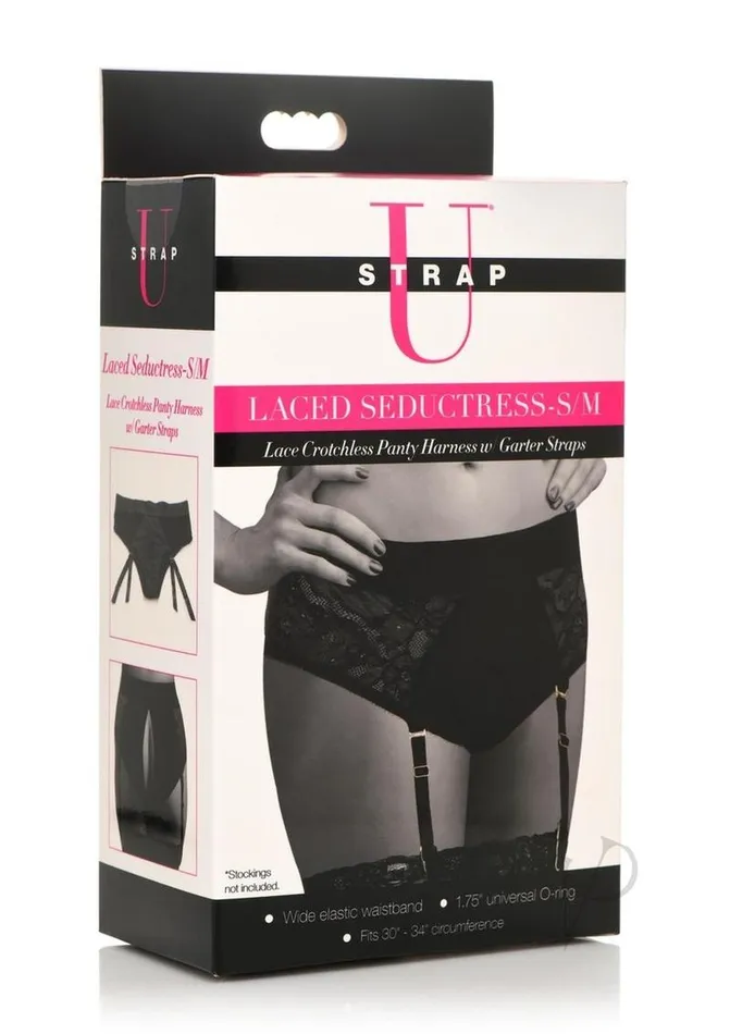Strap U Female Sex Toys Strap U Laced Seductress Lace Crotchless Panty Harness with Garter Straps SmallMedium Black Strap U Female Sex Toys Strap U Laced Seductress Lace Crotchless Panty Harness with Garter Straps SmallMedium Black