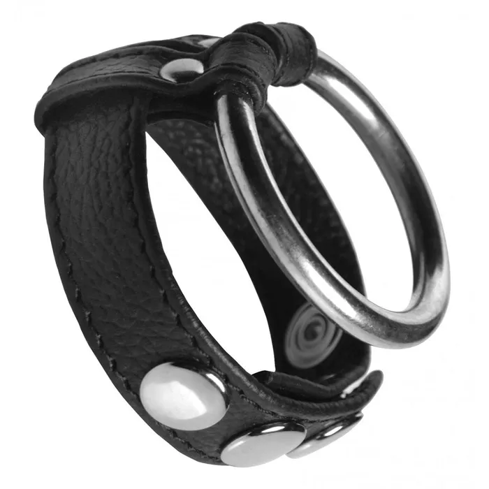 Strict Leather Male Sex Toys Leather and Steel Ball and Cock Ring