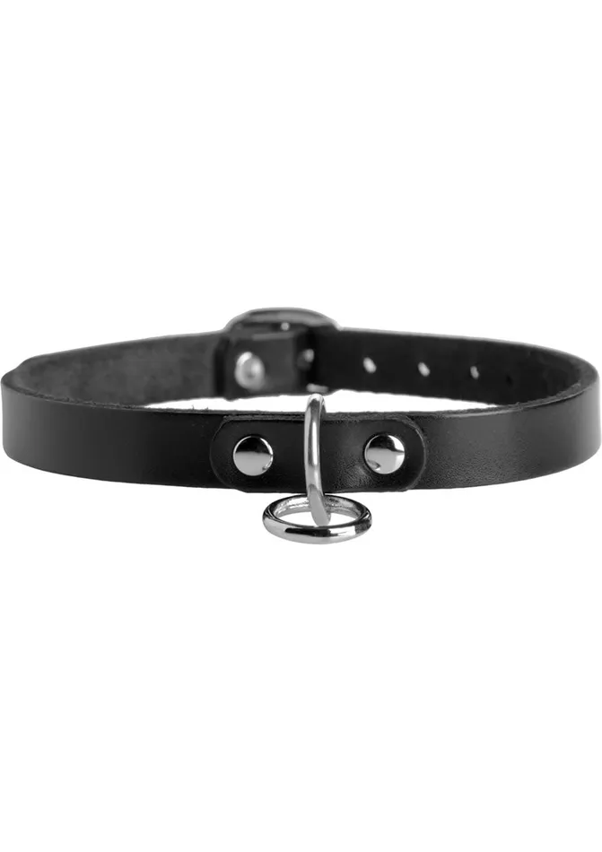 Strict Leather Restraints Strict Leather Unisex Leather Choker with ORing ML Black
