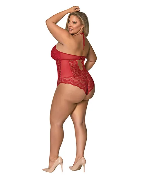 Sugar Spice Teddy wSnap Crotch Red QN Exposed Vibrators