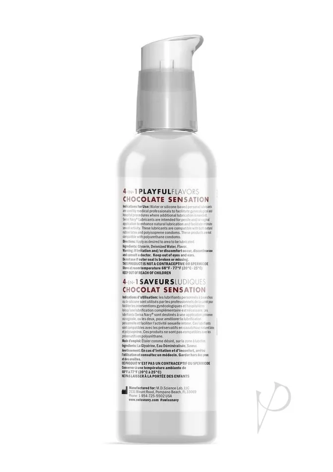 Swiss Navy Lubricants Swiss Navy 4 In 1 Flavored Lubricant 4oz Chocolate Sensation