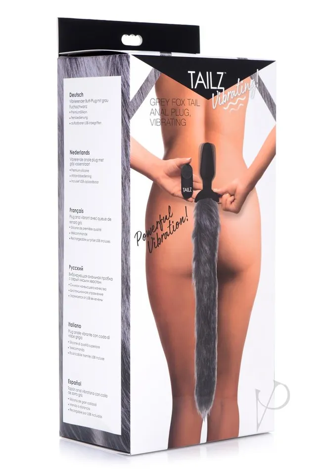 Tailz Male Sex Toys Tailz Vibrating Fox Tail Gray