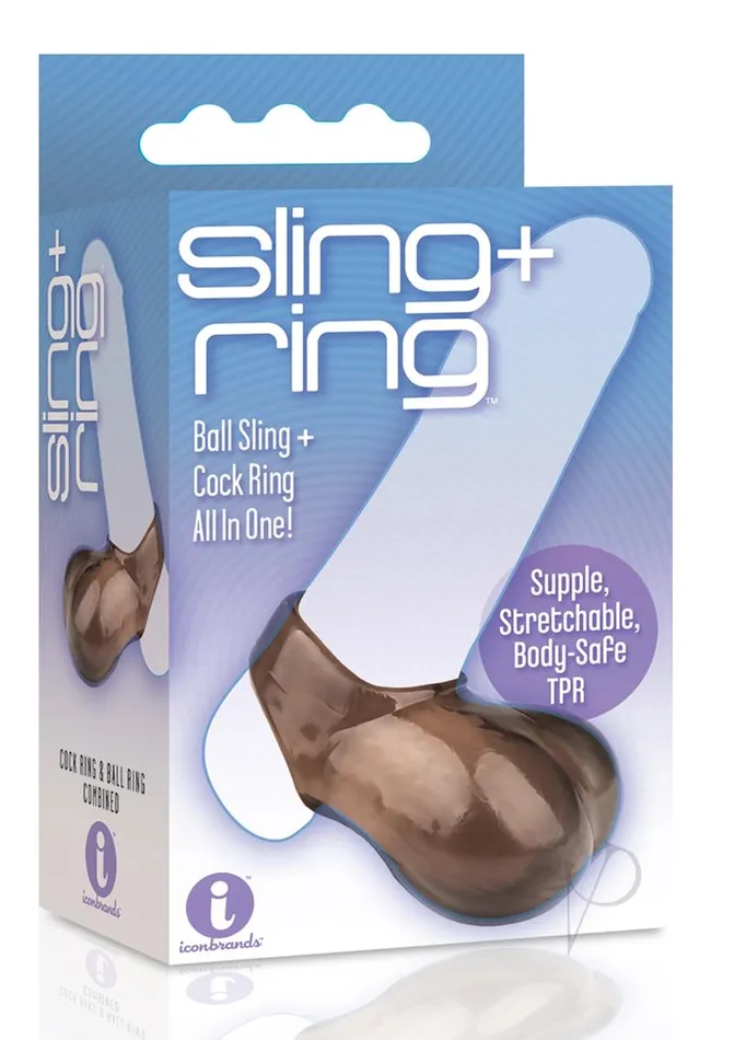 The 9s Sling and Ring Cock Ring and Ball Sling Smoke The 9s Male Sex Toys