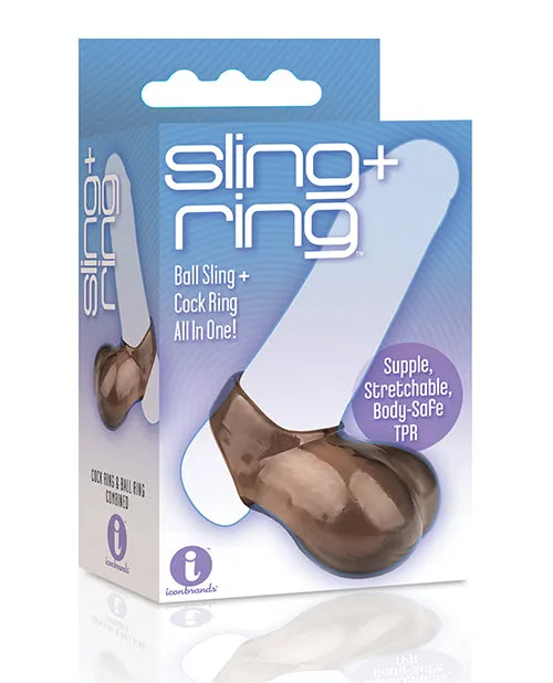 The 9s Sling and Ring Cock Ring and Ball Sling Smoke The 9s Male Sex Toys