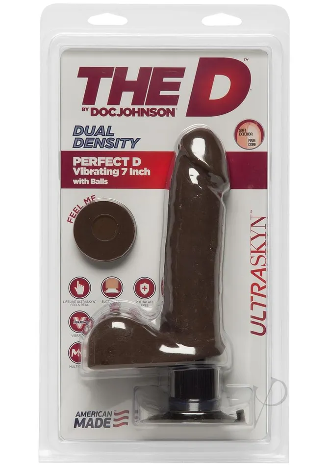 The D Perfect D Ultraskyn Vibrating Dildo with Balls 7in Chocolate The D Female Sex Toys The D Perfect D Ultraskyn Vibrating Dildo with Balls 7in Chocolate The D Female Sex Toys