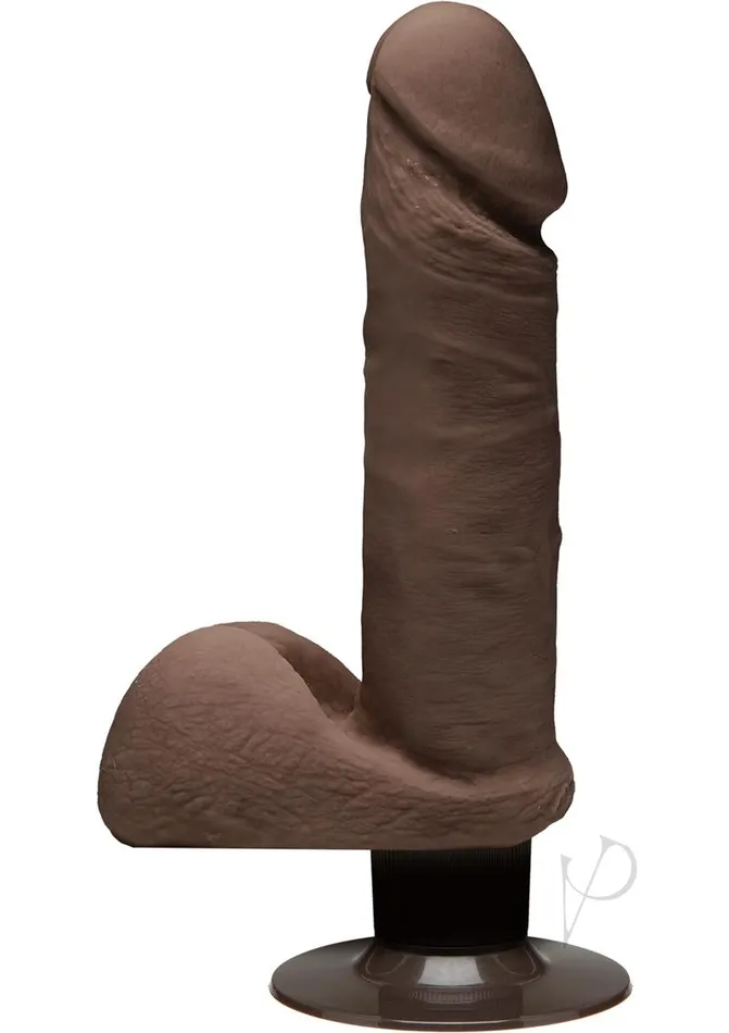 The D Perfect D Ultraskyn Vibrating Dildo with Balls 7in Chocolate The D Female Sex Toys