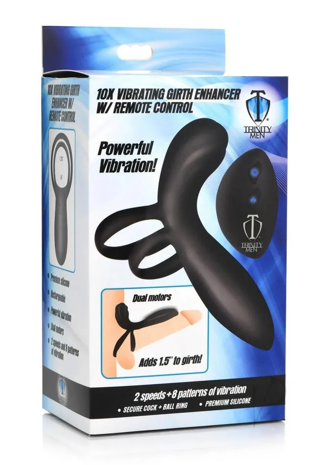 Trinity Men Female Sex Toys Trinity Men Rechargeable Silicone Vibrating Girth Enhancer with Remote Control Black Trinity Men Female Sex Toys Trinity Men Rechargeable Silicone Vibrating Girth Enhancer with Remote Control Black