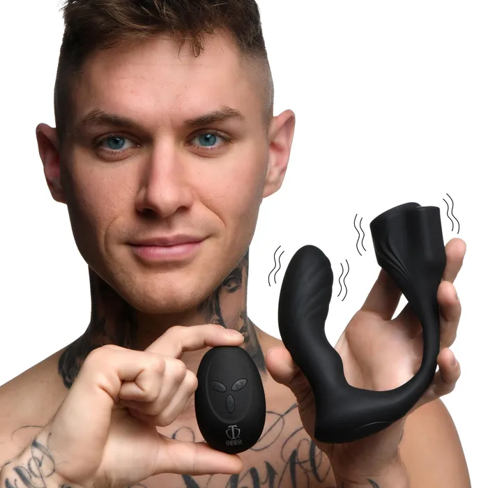 Trinity Men Male Sex Toys 7X Silicone Prostate Plug with Ball Stretcher and Remote
