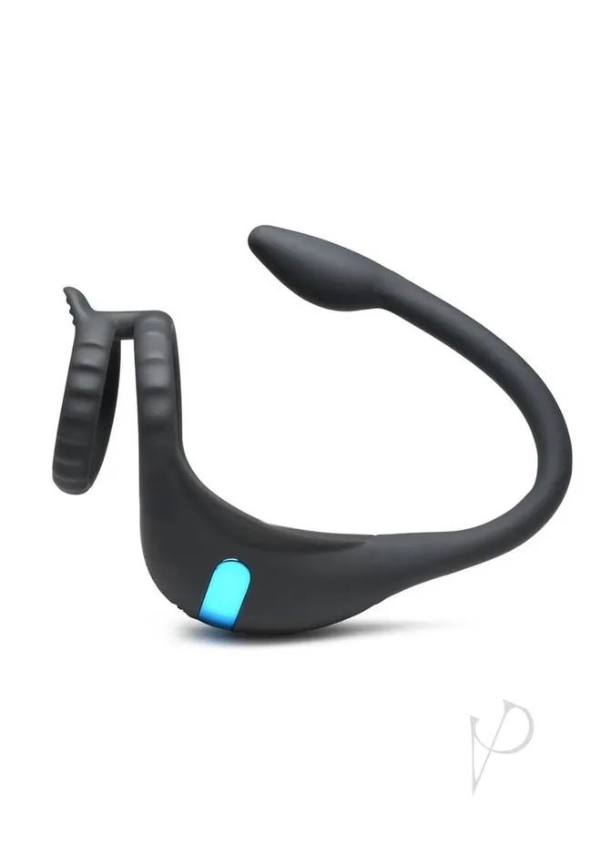 Trinity Men Male Sex Toys Trinity Men Vibrating Rechargeable Silicone Cock Ring and Anal Stimulator Black