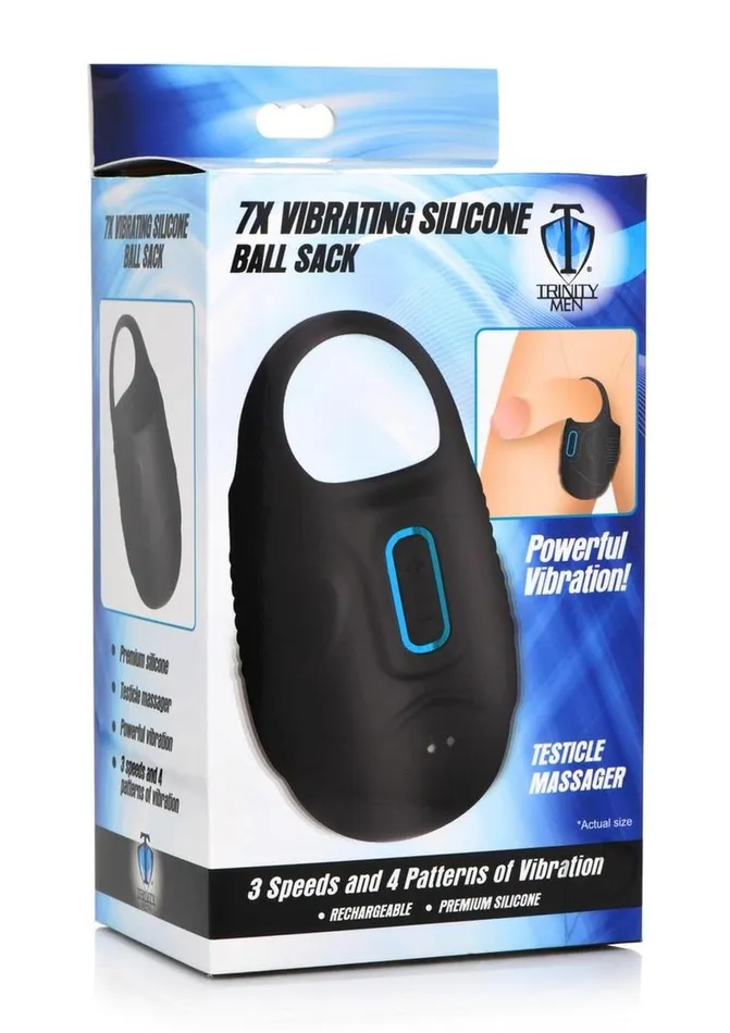 Trinity Men Rechargeable Silicone 7X Vibrating Silicone Ball Sack BlackBlue Trinity Men Female Sex Toys Trinity Men Rechargeable Silicone 7X Vibrating Silicone Ball Sack BlackBlue Trinity Men Female Sex Toys