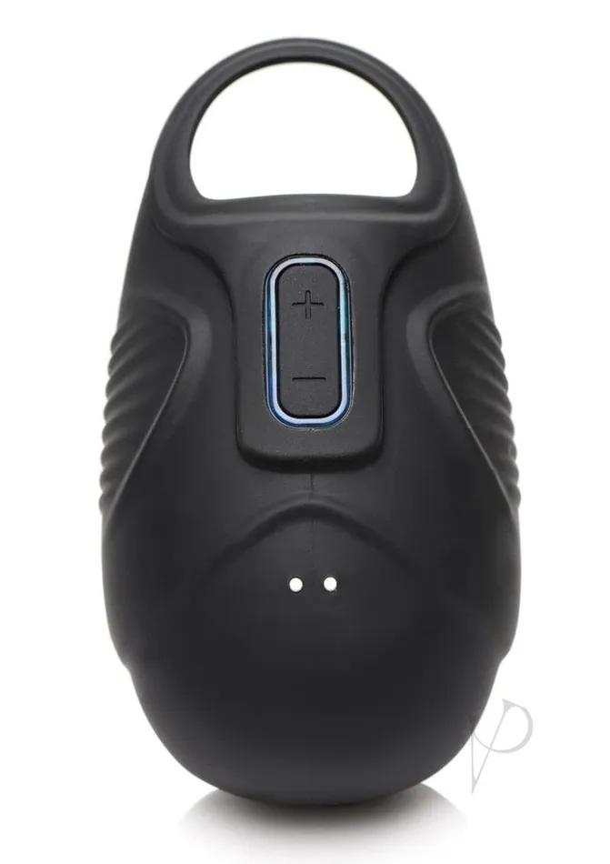 Trinity Men Rechargeable Silicone 7X Vibrating Silicone Ball Sack BlackBlue Trinity Men Female Sex Toys