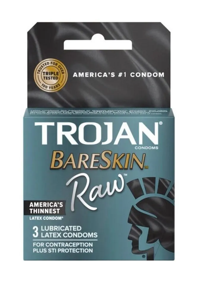 Trojan Enhancers Trojan Bareskin Raw Lubricated Latex Condoms 3Pack