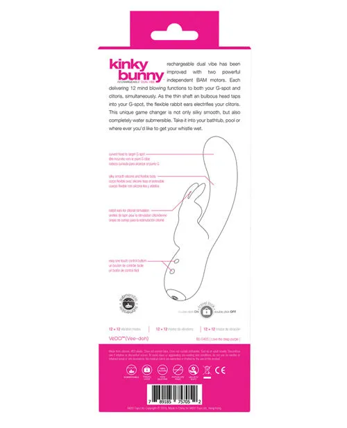 Vedo Vibrators VeDO Kinky Bunny Plus Rechargeable Dual Vibe Foxy Pink
