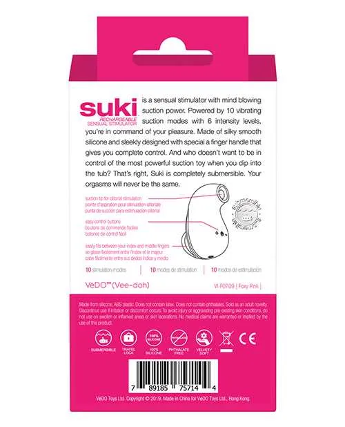 Vedo Vibrators VeDO Suki Rechargeable Vibrating Sucker Foxy Pink