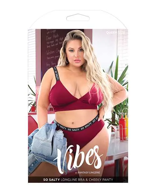 Vibes By Fantasy Lingerie Vibes So Salty Long Line Bra Cheeky Panty Berry Bliss QN Vibrators Vibes By Fantasy Lingerie Vibes So Salty Long Line Bra Cheeky Panty Berry Bliss QN Vibrators