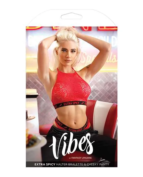 Vibes By Fantasy Lingerie Vibrators Vibes Extra Spicy Halter Bralette Cheeky Panty Chili Red ML Vibes By Fantasy Lingerie Vibrators Vibes Extra Spicy Halter Bralette Cheeky Panty Chili Red ML
