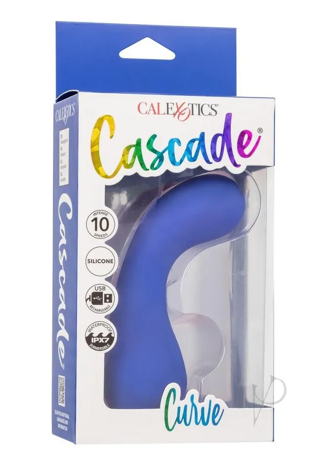 Vibrators Cascade Curve Rechargeable Silicone Vibrator Blue Cascade
