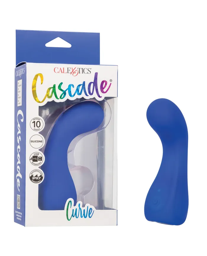 Vibrators Cascade Curve Rechargeable Silicone Vibrator Blue Cascade Vibrators Cascade Curve Rechargeable Silicone Vibrator Blue Cascade