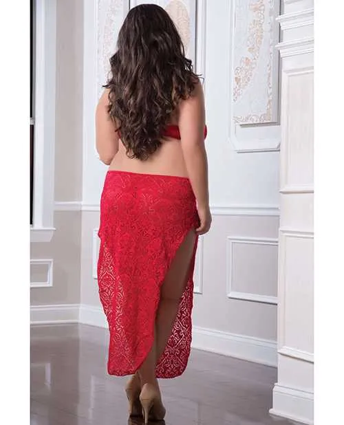 Vibrators G World Shoulder Baring Laced Night Dress Red QN