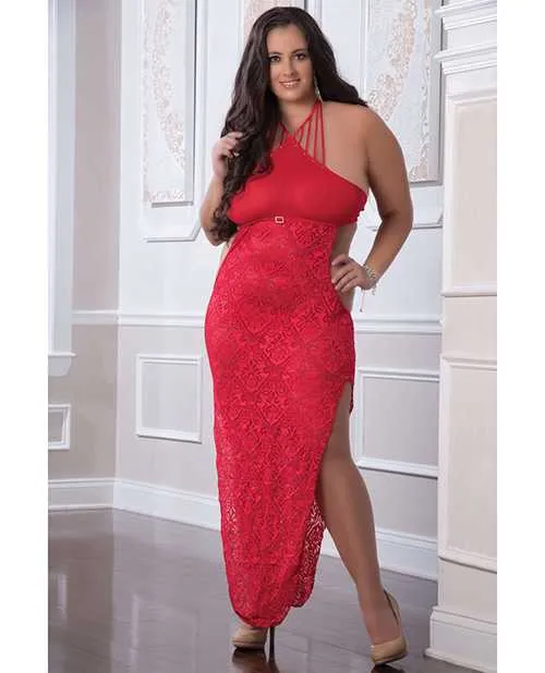 Vibrators G World Shoulder Baring Laced Night Dress Red QN Vibrators G World Shoulder Baring Laced Night Dress Red QN
