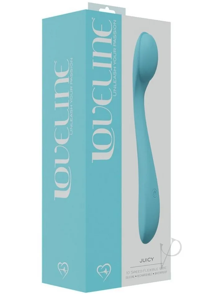 Vibrators LoveLine Juicy Silicone Rechargeable 10 Speed Flexible Vibrator Blue Loveline Vibrators LoveLine Juicy Silicone Rechargeable 10 Speed Flexible Vibrator Blue Loveline