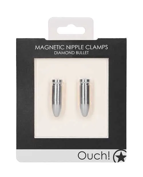 Vibrators Ouch Shots Ouch Bullet Magnetic Nipple Clamps Silver