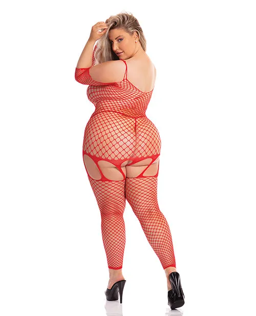 Vibrators Pink Lipstick In My Head Net Bodystocking Red QN Pink Lipstick