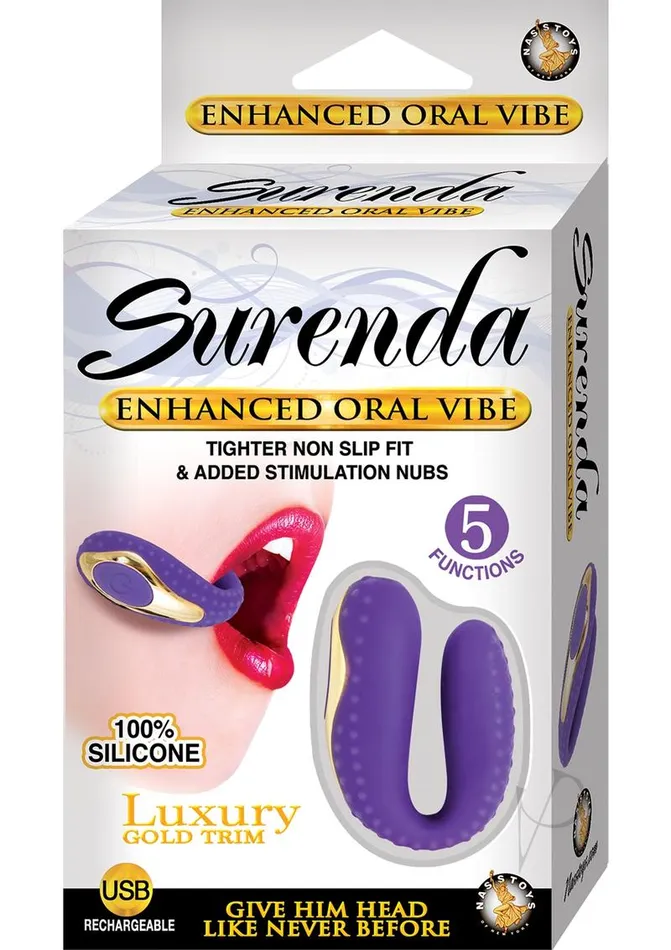 Vibrators Surenda Enhanced Oral Vibe Rechargeable Silicone Vibrator PurpleGold Surenda Vibrators Surenda Enhanced Oral Vibe Rechargeable Silicone Vibrator PurpleGold Surenda