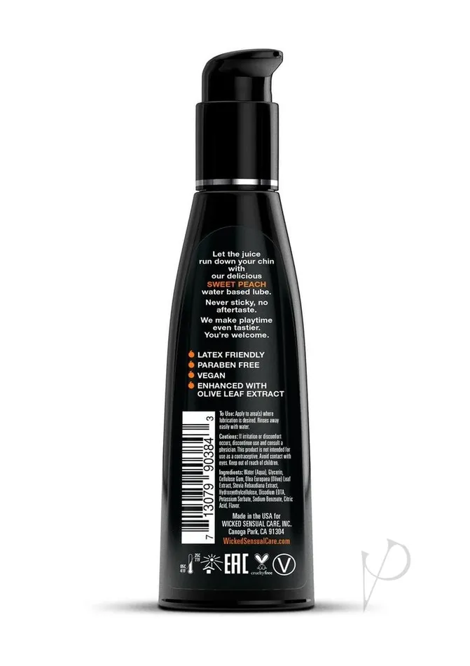Wicked Aqua Water Based Flavored Lubricant Sweet Peach 4oz Wicked Aqua Lubricants