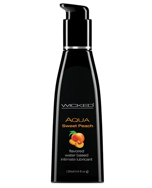 Wicked Aqua Water Based Flavored Lubricant Sweet Peach 4oz Wicked Aqua Lubricants