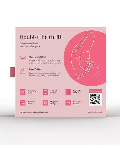 Womanizer Female Sex Toys Womanizer Blend Rechargeable Silicone Vibrator with Clitoral Stimulator Vibrant Rose