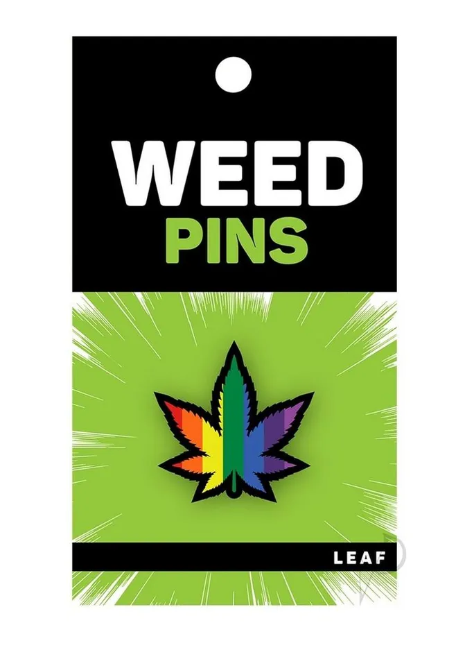 Wood Rocket Anal Marijuana Leaf Rainbow Enamel Pin Multicolor