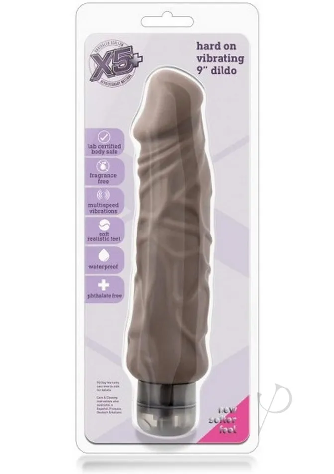 X5 Plus Female Sex Toys X5 Plus Hard On Vibrating Dildo 9in Caramel