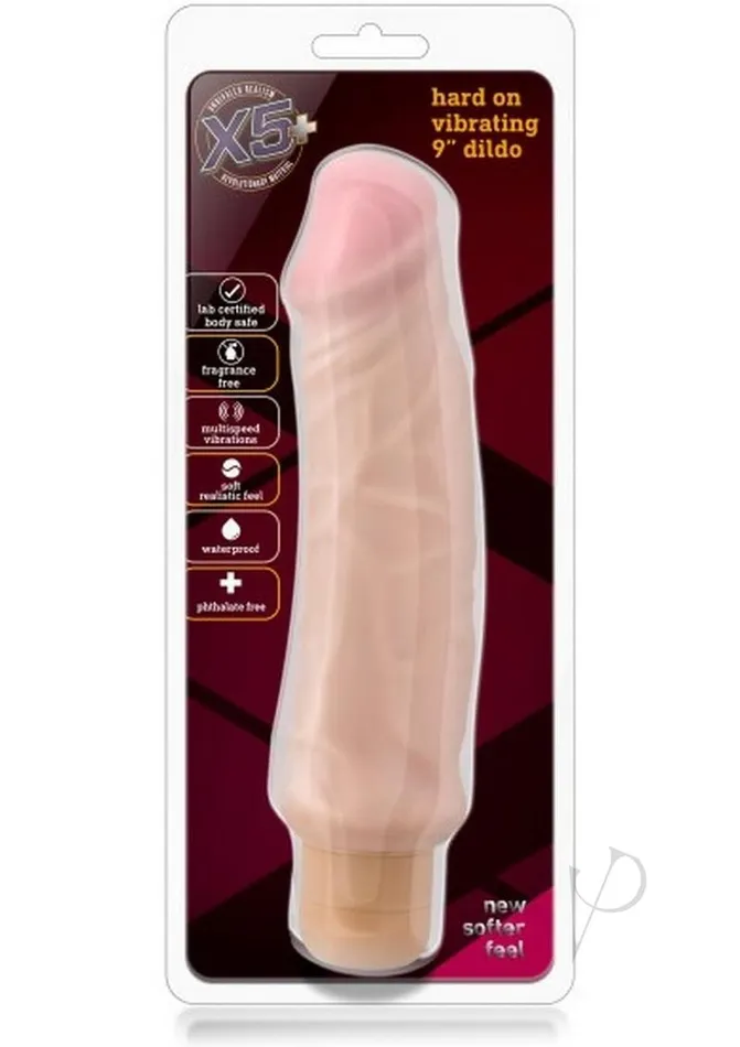 X5 Plus Hard On Vibrating Dildo 9in Vanilla X5 Plus Dildos