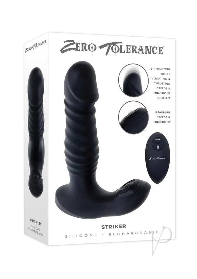 Zero Tolerance Striker Rechargeable Silicone Thrusting Anal Vibrator with Remote Control Black Zero Tolerance Anal Zero Tolerance Striker Rechargeable Silicone Thrusting Anal Vibrator with Remote Control Black Zero Tolerance Anal